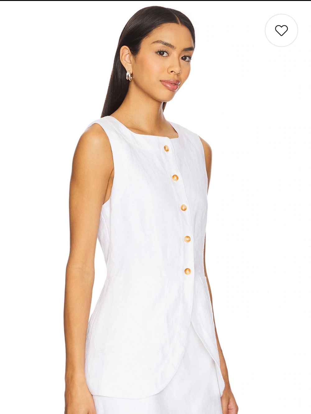 New Posse Emma Sleeveless Ivory Button-Front Linen Top Vest Medium
